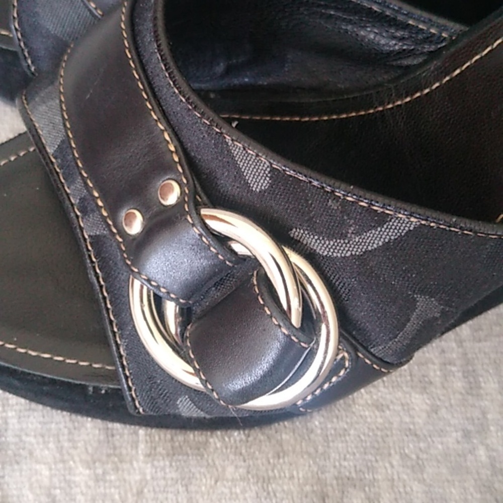 Coach Black and Silver Wedge Sandals - Picture 8 of 16